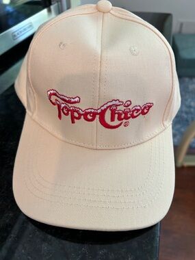 Topo Chico Logo Baseball Cap - Beige with Red Embroidered Logo